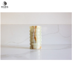Artistic Handmade Light Green Onyx Candle Holder