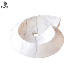 Beautiful White Marble Helix Shape Stone Sink Polished Basin