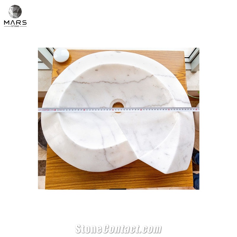 Beautiful White Marble Helix Shape Stone Sink Polished Basin