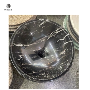 Black Marble Stone Sink Basin With Rectangular Shape