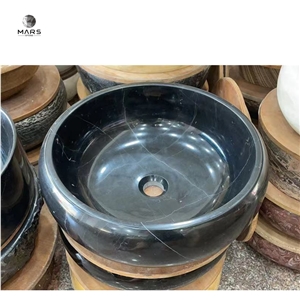 Black Marble Stone Sink Basin With Rectangular Shape