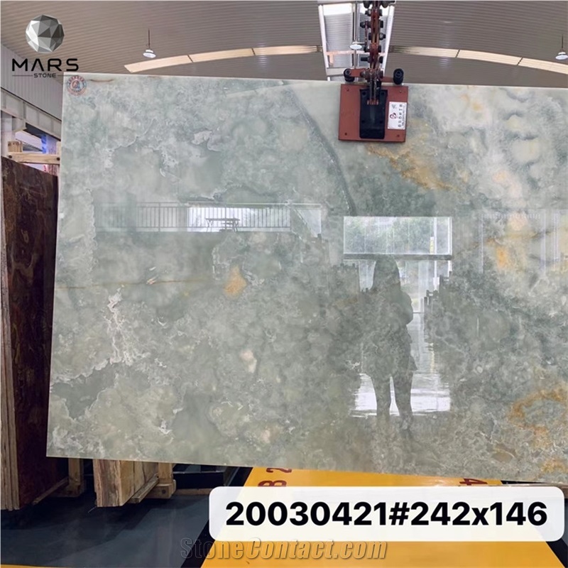 Blue Onyx With Golden Veins Big Slabs