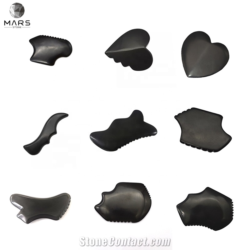 Body Facial Massage Tool Black Marble Gua Sha Scraper
