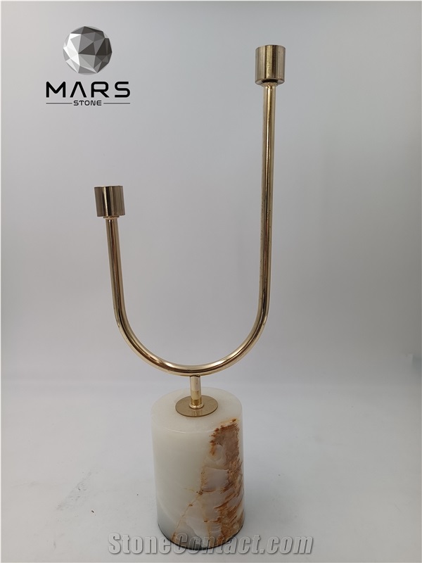 Candlestick Classic Style Colorful Marble Stone Candle Stand