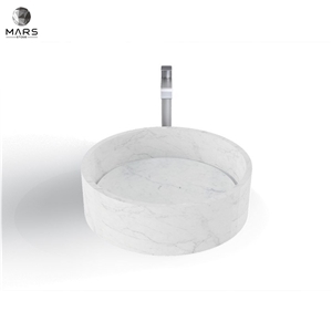 Cheap Carrara Natural White Marble Round Washbasin