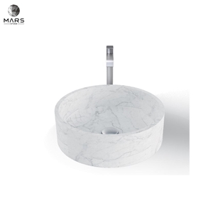 Cheap Carrara Natural White Marble Round Washbasin