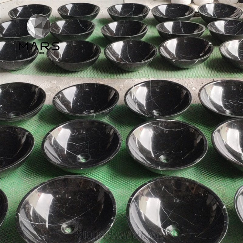 Cheap Price Nero Marquina Balck Marble Washroom Sink