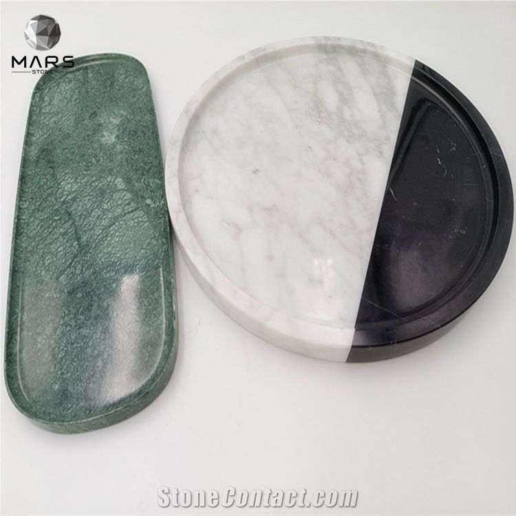 China Rectangle Natural Green Marble Fruit Tray Plate