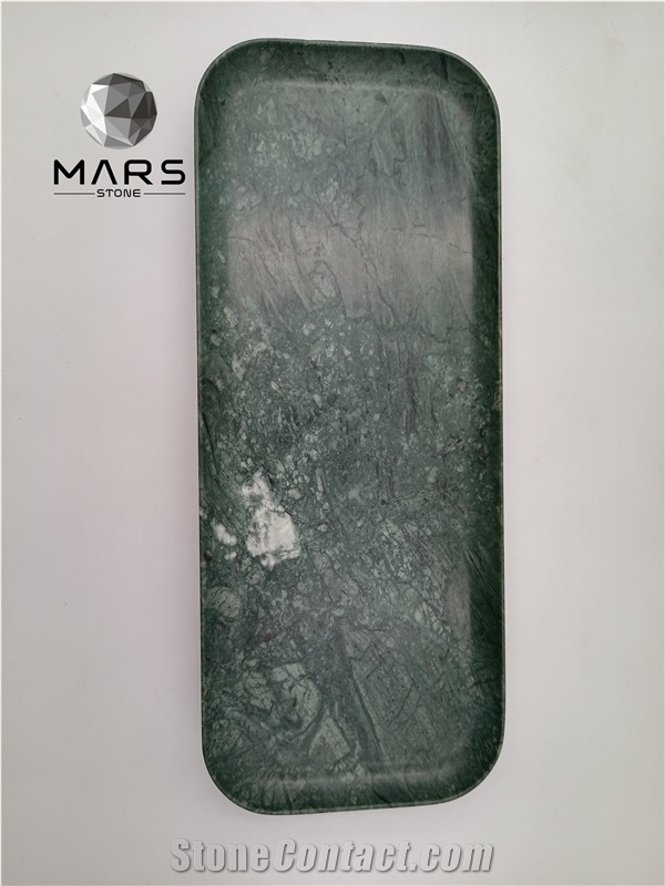 China Rectangle Natural Green Marble Fruit Tray Plate