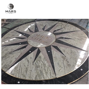 Custom Luxury Brass Inlay Marble Stone Waterjet Medallion