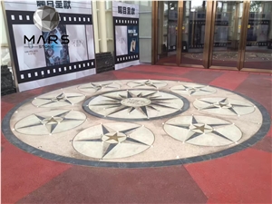 Custom Luxury Brass Inlay Marble Stone Waterjet Medallion