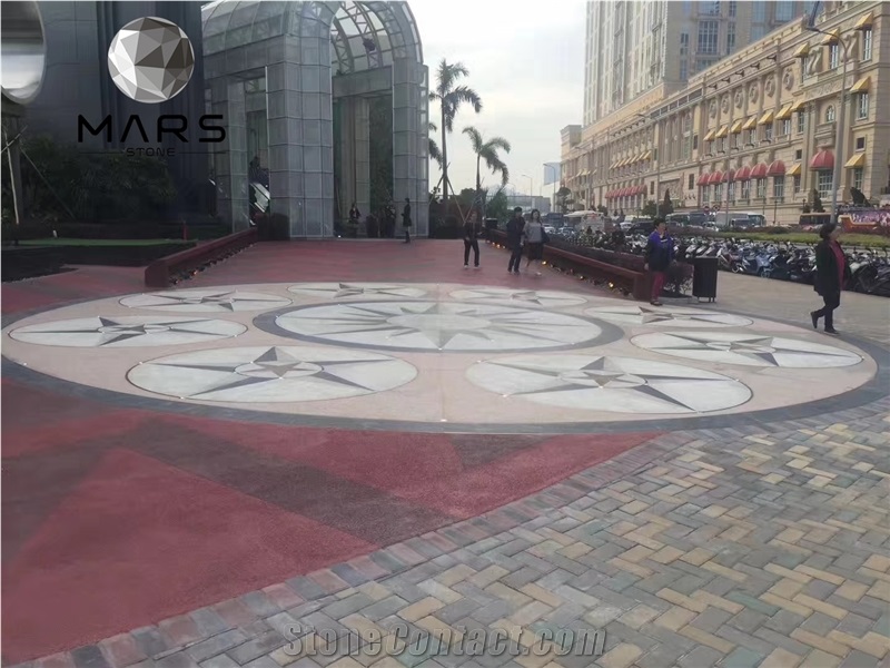 Custom Luxury Brass Inlay Marble Stone Waterjet Medallion