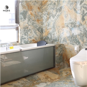 Customized Indoor Golden Blue Jade Onyx Non Slip Bathroom Tiles