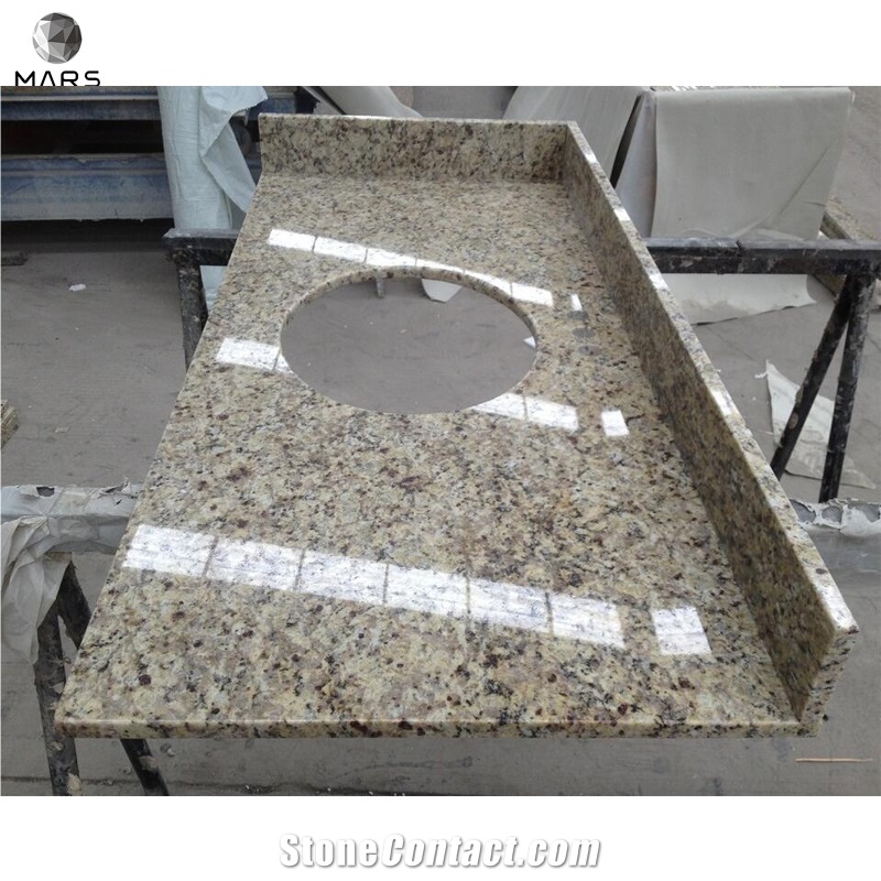 Customized Prefab Imported Brazil Gold Granite Bath Countertop