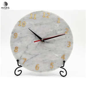 Decorative Handmade Modern Round White Marble Wall Clock