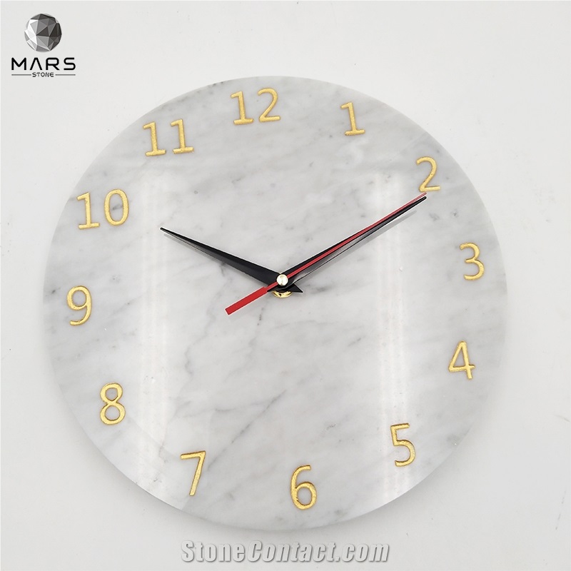 Decorative Handmade Modern Round White Marble Wall Clock