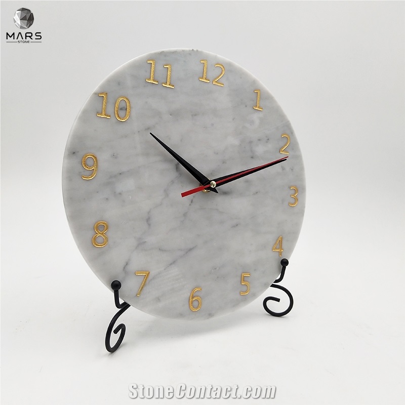 Decorative Handmade Modern Round White Marble Wall Clock
