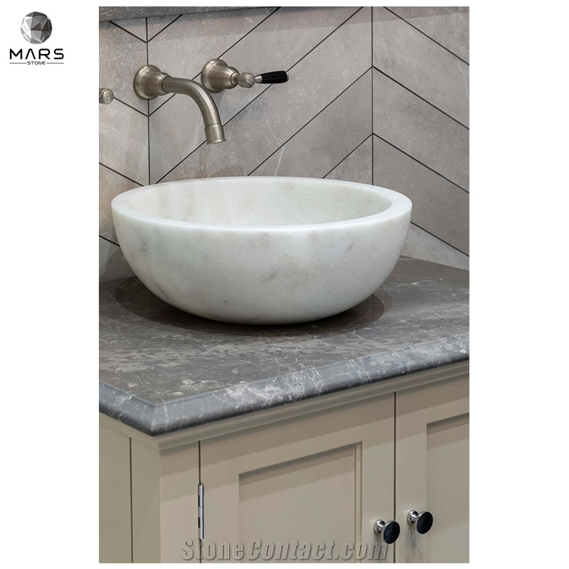 Fashion Light Grey Porcelain Chevron Calacatta Honed Basin