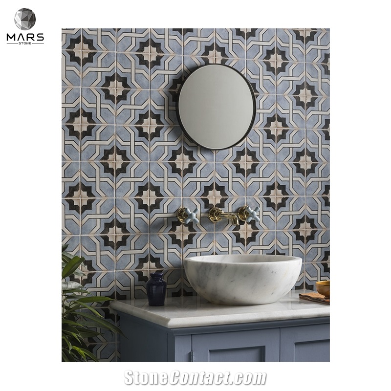 Fashion Light Grey Porcelain Chevron Calacatta Honed Basin