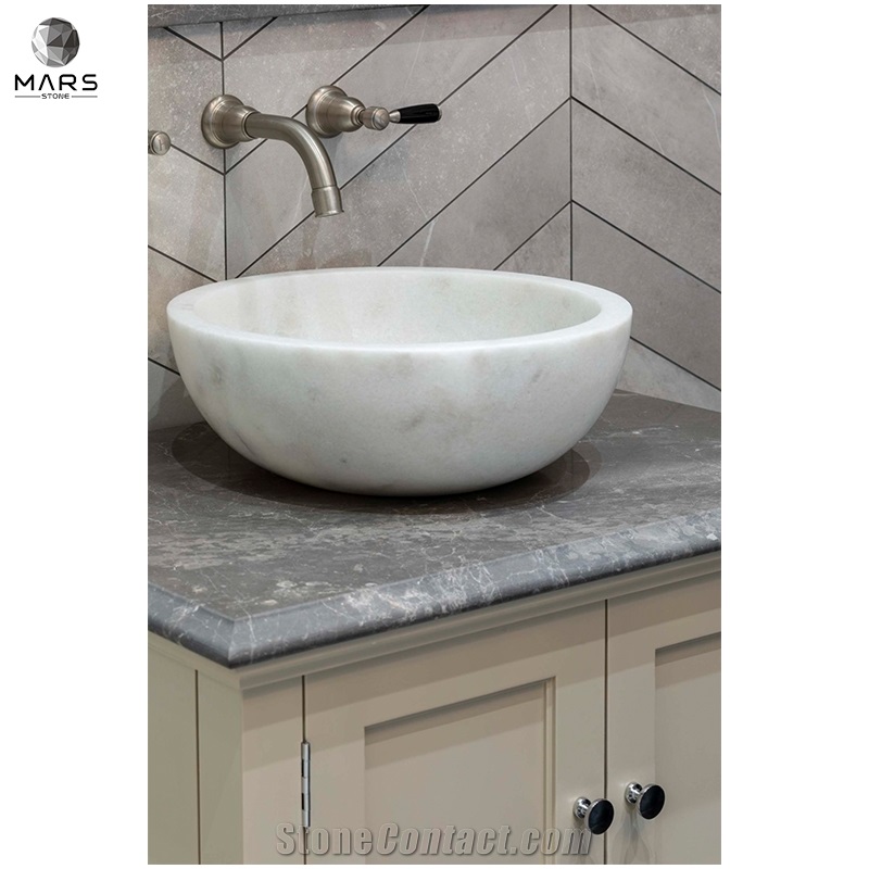Fashion Light Grey Porcelain Chevron Calacatta Honed Basin