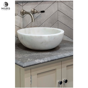Fashion Light Grey Porcelain Chevron Calacatta Honed Basin