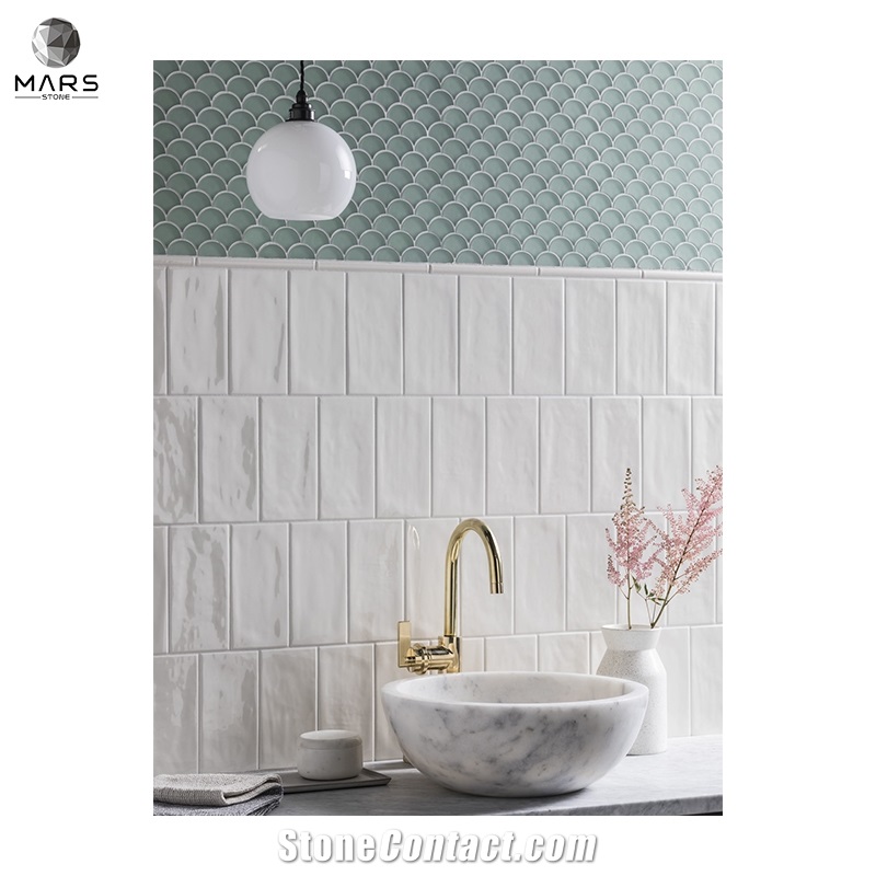 Fashion Light Grey Porcelain Chevron Calacatta Honed Basin