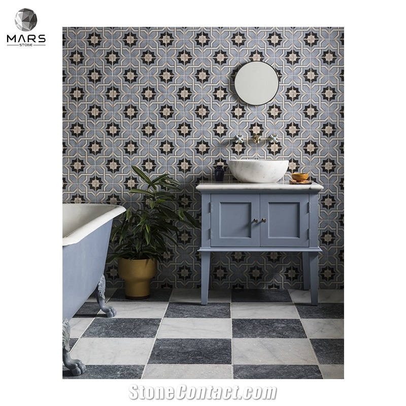 Fashion Light Grey Porcelain Chevron Calacatta Honed Basin