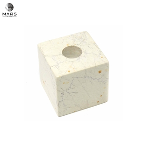 Hand Carved Cube Small Natural White Stone Candle Holder