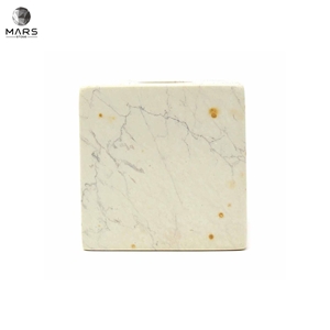 Hand Carved Cube Small Natural White Stone Candle Holder