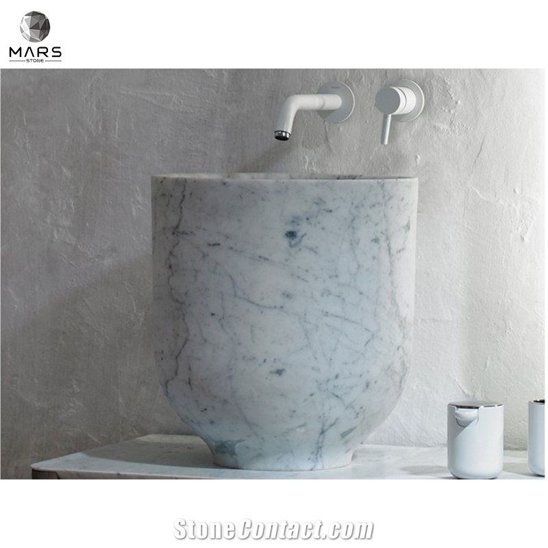High Quality Round Freestanding Marble Wash Basin Sink