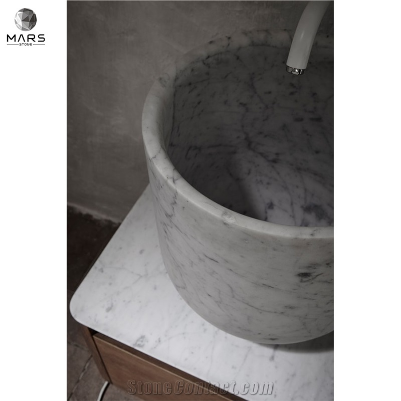 High Quality Round Freestanding Marble Wash Basin Sink