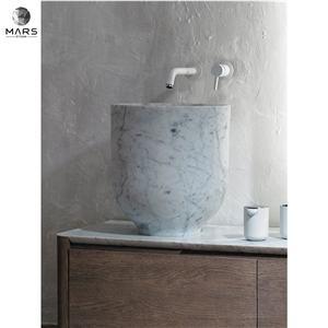 High Quality Round Freestanding Marble Wash Basin Sink