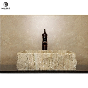 High Quality Vessel Sink Stone Rustic Travertine Washbasin