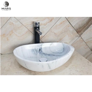 High Quality White Marble Natural Polishing Wash Basin Sink