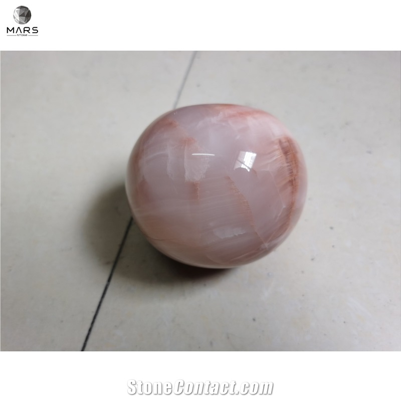 Home Decoration Products Pink Onyx Stone Round Table Clocks