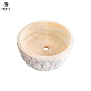 Hot Beige Travertine Stone Sink Honed Interior Hand Basin Hot Beige Travertine Stone Sink Honed Interior Hand Basin