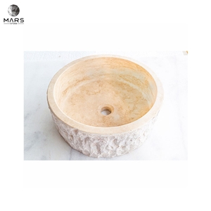 Hot Beige Travertine Stone Sink Honed Interior Hand Basin