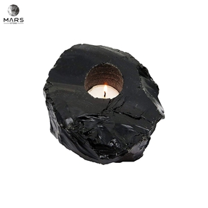 Hot Lack Obsidian Natural Black Custom Stone Candle Holder