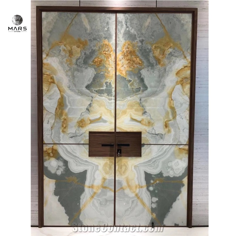 Hot Sale Luxury Dark Blue Onyx Slab With Golden Veins