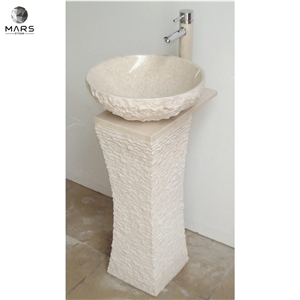 Industrial Artistic Round Freestanding Marble Wash Basin Sink