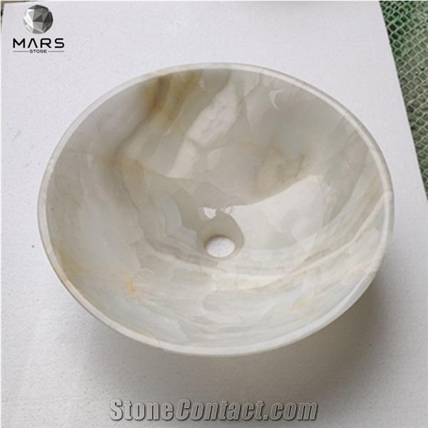 Luxury Design High Class White Onyx Bathroom Washing Basins