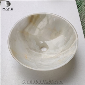 Luxury Design High Class White Onyx Bathroom Washing Basins