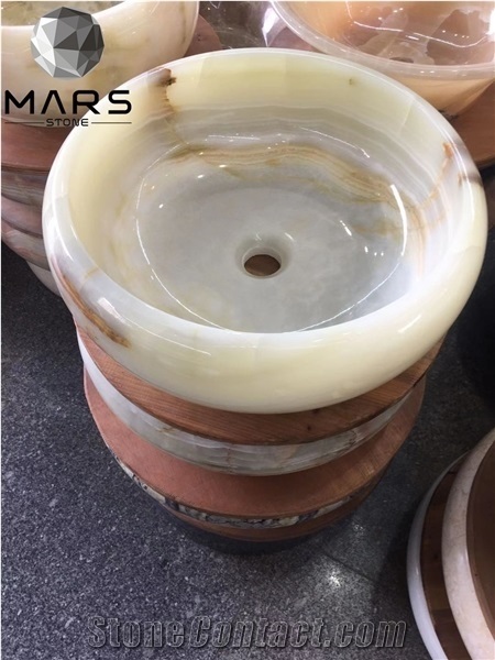 Luxury Design High Class White Onyx Bathroom Washing Basins