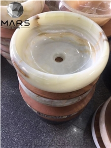 Luxury Design High Class White Onyx Bathroom Washing Basins
