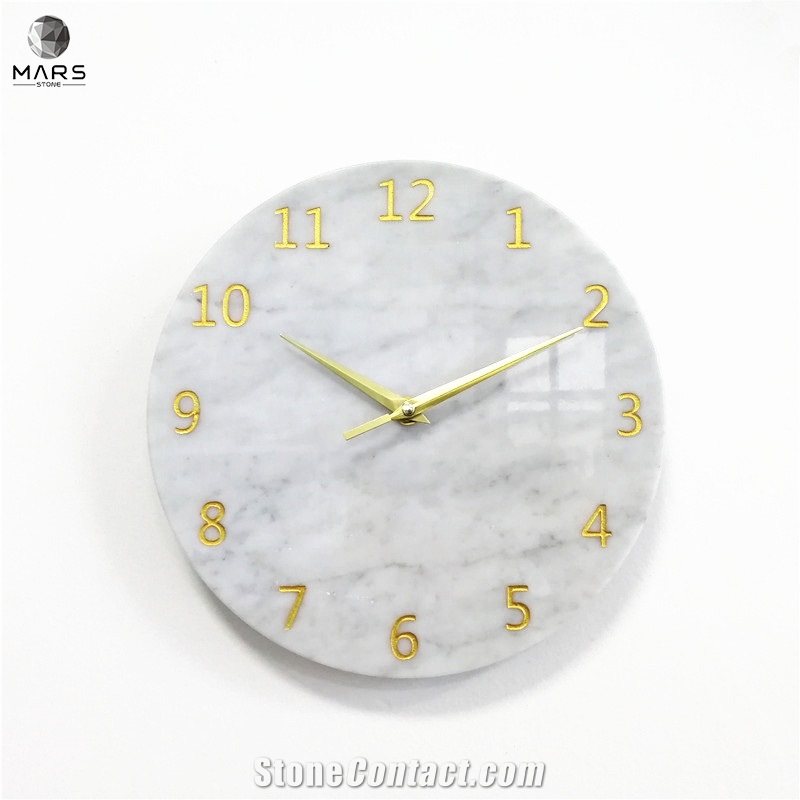 Luxury Marble Stone Digital Clock Gold Pointer