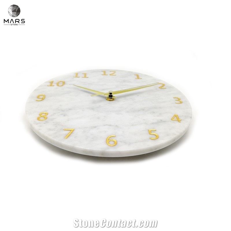Luxury Marble Stone Digital Clock Gold Pointer