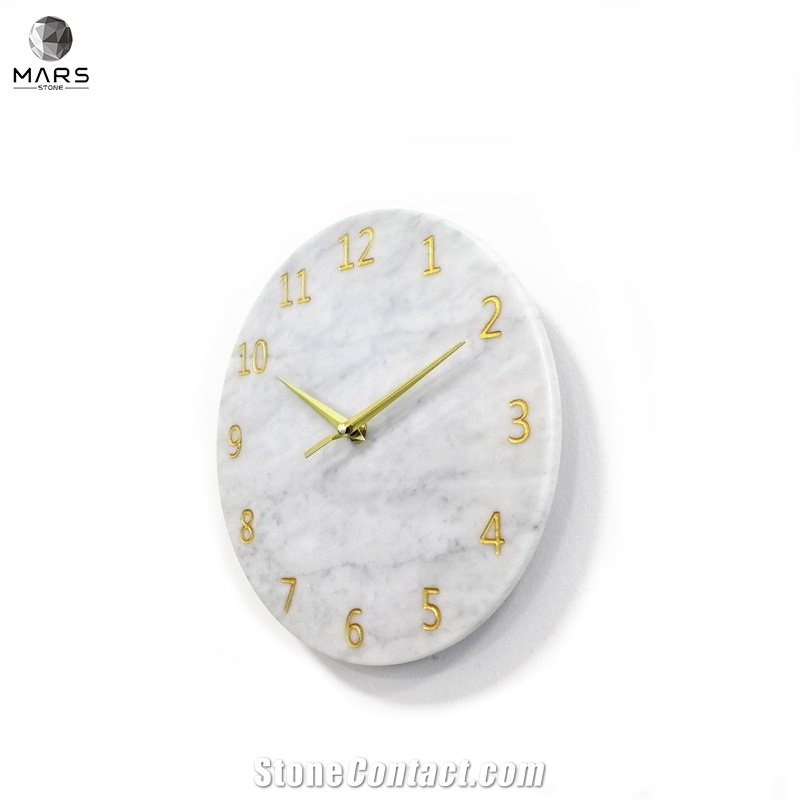 Luxury Marble Stone Digital Clock Gold Pointer