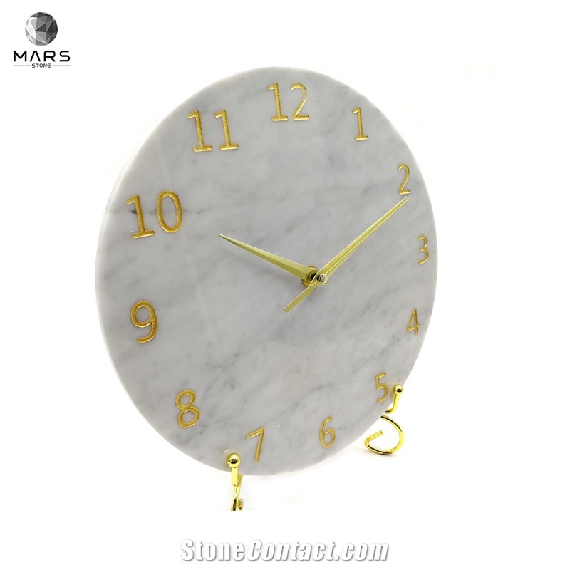 Luxury Marble Stone Digital Clock Gold Pointer