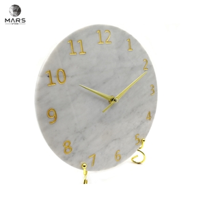 Luxury Marble Stone Digital Clock Gold Pointer