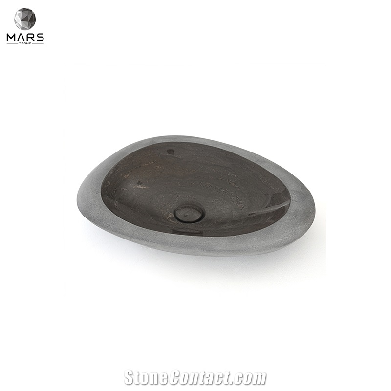 Luxury New Design Table Top Round Blue Marble Vessel Sink